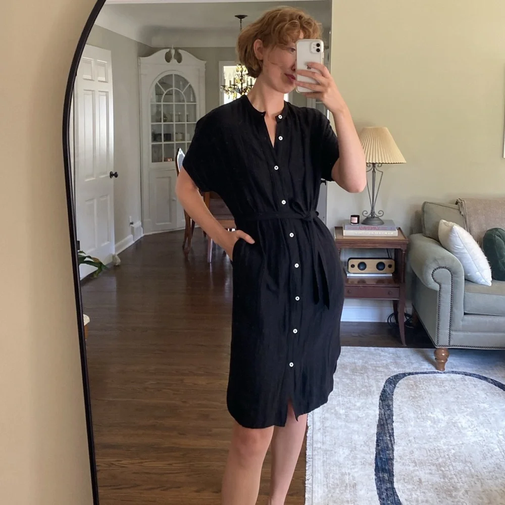 Billy Reid dolman sleeve button up dress black - Picture 1 of 12